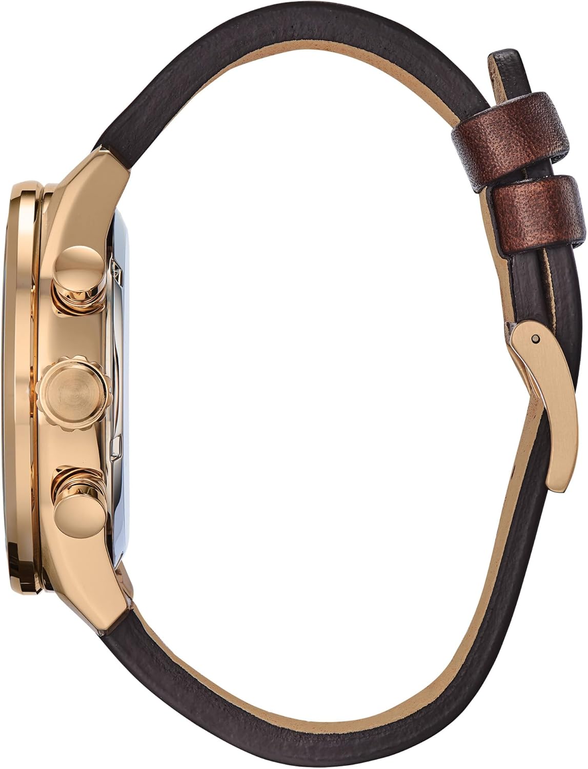 Citizen Men's Eco-Drive Chronograph Sport Casual Avion Watch, Rose Gold Stainless Steel with Brown Leather Strap, Blue Dial (Model: CA4213-18L)