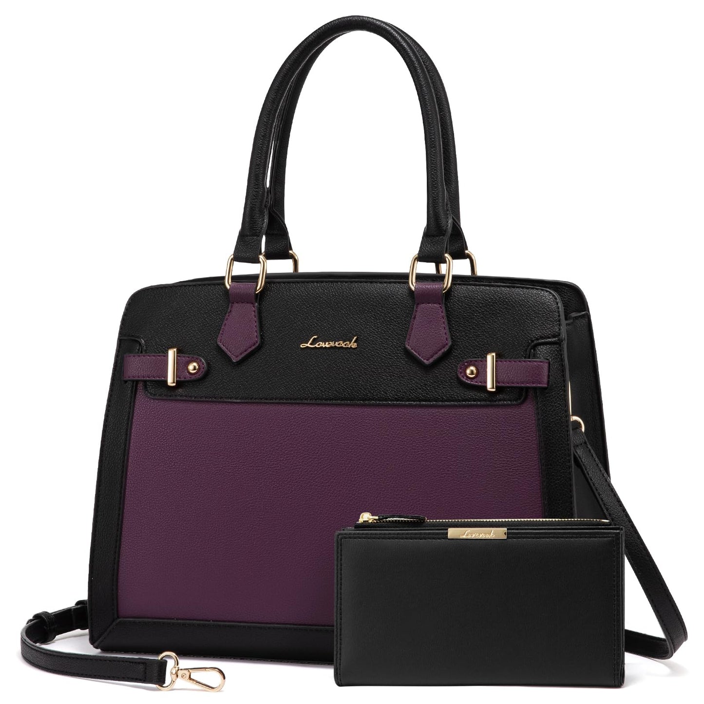 LOVEVOOK Purses and Handbags for Women, Tote Shoulder Bag Satchel Black Purse and PU Leather Top Handle for ladies