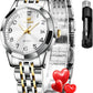OLEVS Womens Watch Fashion Dress Diamond Female Watches for Ladies Analog Quartz Stainless Steel Waterproof Luminous Day Date Two Tone Wristwatch