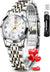 OLEVS Womens Watch Fashion Dress Diamond Female Watches for Ladies Analog Quartz Stainless Steel Waterproof Luminous Day Date Two Tone Wristwatch