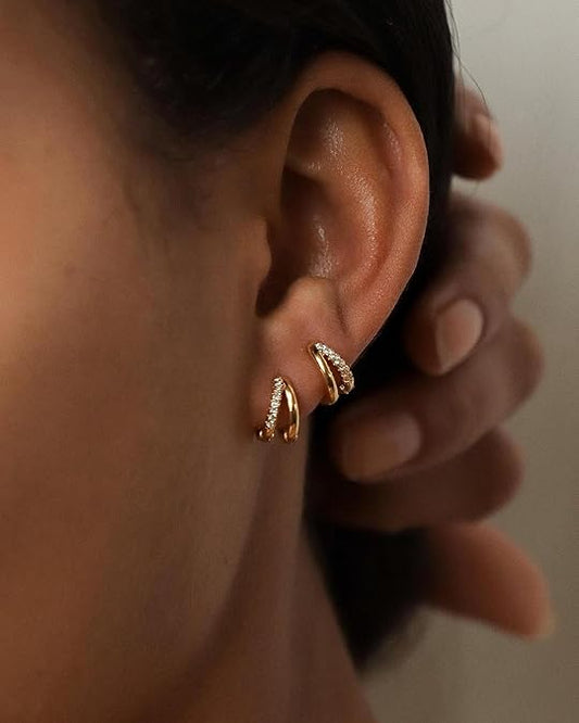 Gold Hoop Earrings for Women,14K Gold P