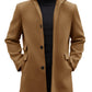 Runcati Mens Pea Coats Single Breasted Stand Collar Casual Slim Fit Trench Coat Mid Long Winter Overcoat with Pockets