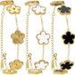 AICase 18K Gold Plated Clover Bracelet Dupes Gold/White/Black Bracelet Set
