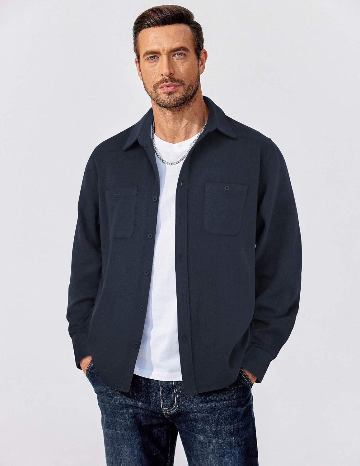 COOFANDY Men's Flannel Shirts Long Sleeve Casual Cotton Plaid Button Down Shirt Jacket with Pockets