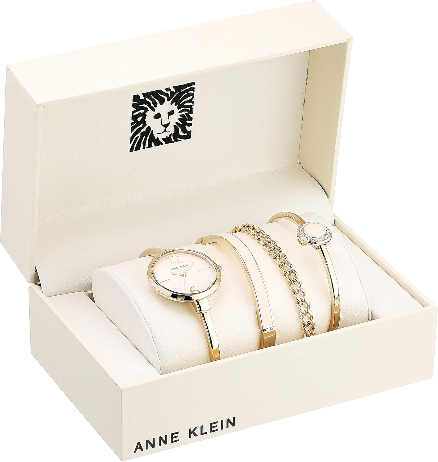 Anne Klein Women's Bangle Watch and Premium Crystal Accented Bracelet Set