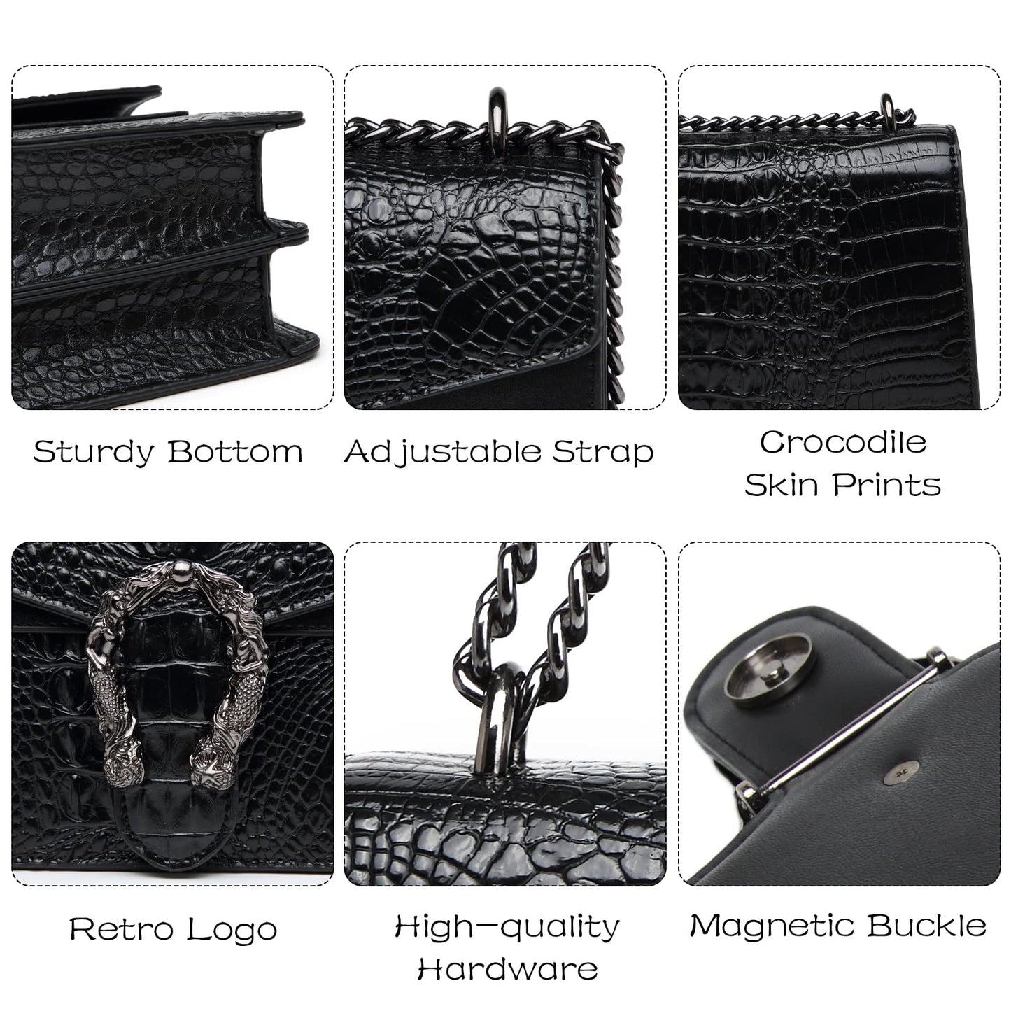 MYHOZEE Crossbody Bags for Women - Snake Printed Clutch Purses Leather Chain Shoulder Bags Evening Handbags