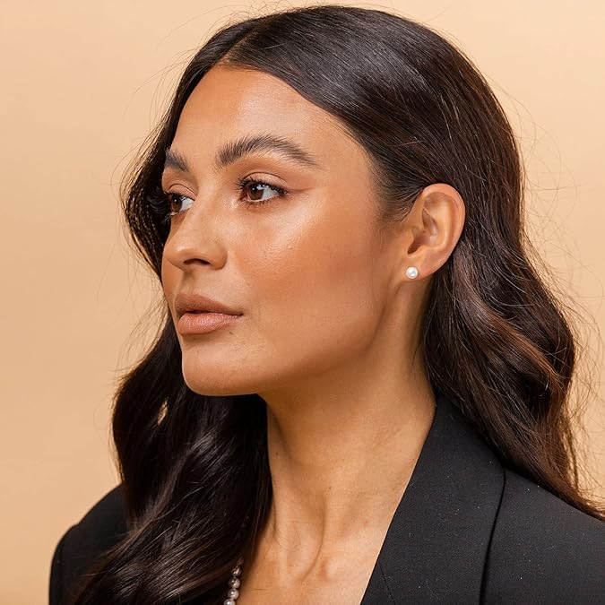 PAVOI 925 Sterling Silver, 14K Gold Plated, AAA+ Quality Handpicked Freshwater Cultured Stud Pearl Earrings