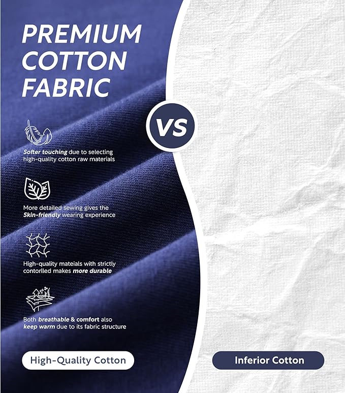 DAVID ARCHY Mens Pajamas Set Soft Cotton Notched Collar Pajamas for Men Long Sleeve Mens Sleepwear with Pockets & Front Fly