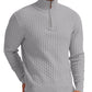 Askdeer Men's Quarter Zip Sweater Waffle Knit Sweater Mock Neck Polo Sweater Casual Pullover Sweater with Ribbing Edge