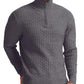 Askdeer Men's Quarter Zip Sweater Waffle Knit Sweater Mock Neck Polo Sweater Casual Pullover Sweater with Ribbing Edge
