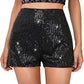 Chloefairy Women's Summer Sequin Shorts High Waist Sparkly Glitter Straight Leg Shorts Concert Party Clubwear