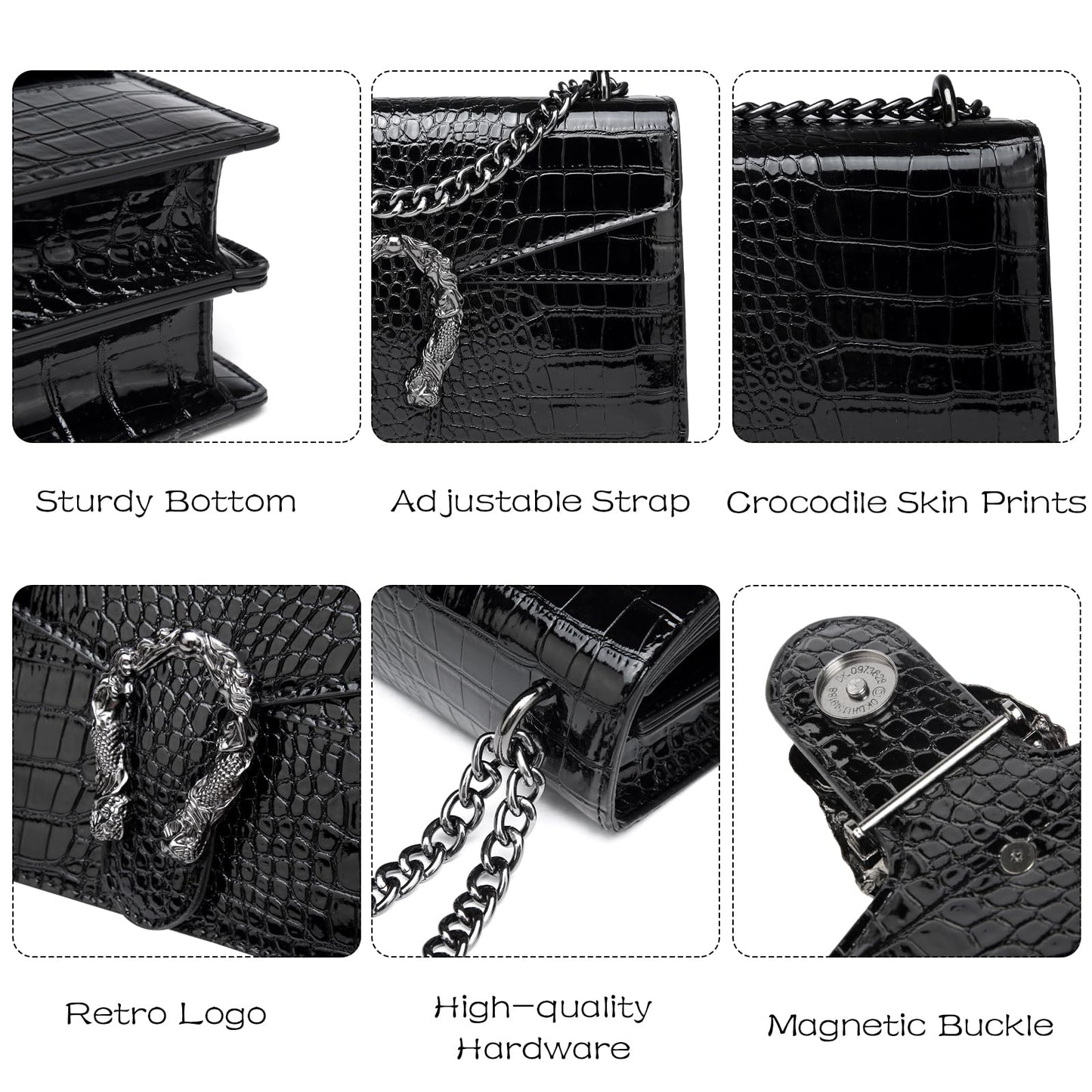 MYHOZEE Crossbody Bags for Women - Snake Printed Clutch Purses Leather Chain Shoulder Bags Evening Handbags