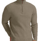 Askdeer Men's Quarter Zip Sweater Waffle Knit Sweater Mock Neck Polo Sweater Casual Pullover Sweater with Ribbing Edge
