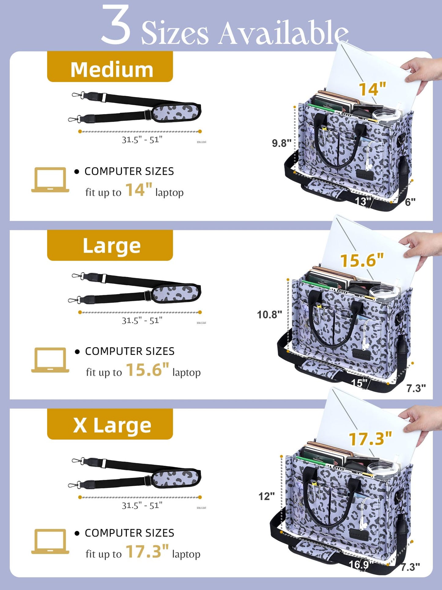 FIORETTO Canvas Tote Bag for Women with Zipper Closure & Individual Compartments for Work College for Teacher & Nurse