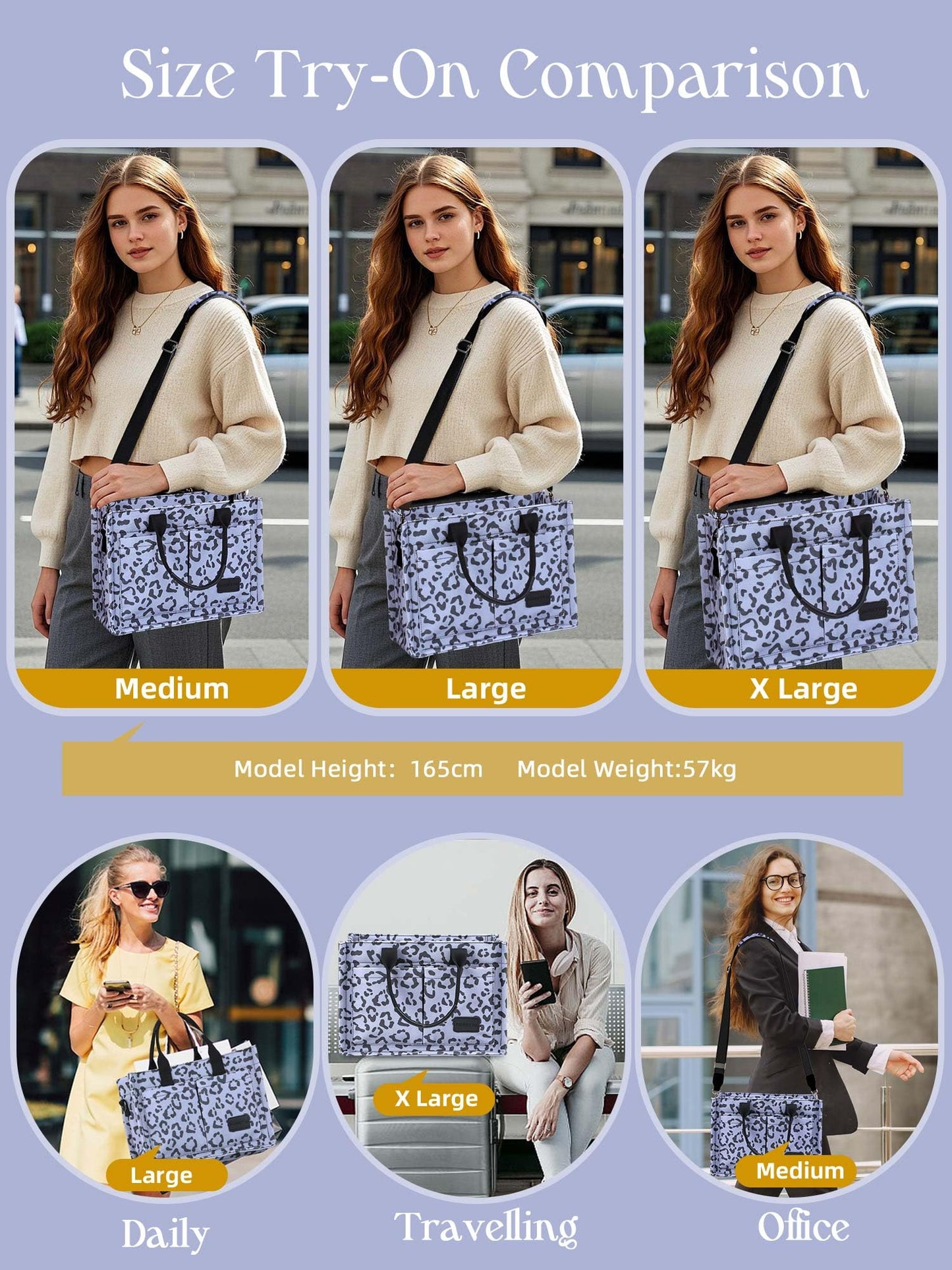 FIORETTO Canvas Tote Bag for Women with Zipper Closure & Individual Compartments for Work College for Teacher & Nurse