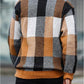 OYOANGLE Men's Color Block Plaid Print Long Sleeve Crew Neck Sweater Pullover Tops