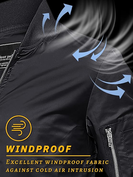 TACVASEN Men's Bomber Jacket Lightweight Casual Spring Fall Windbreaker Zip Up Coat with Pocket