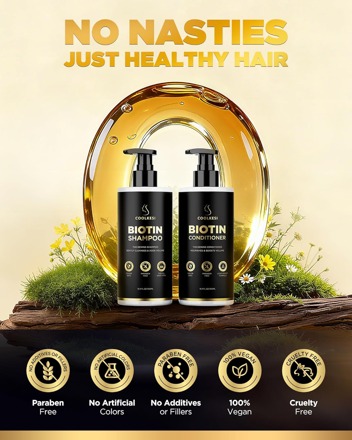 Tripeptide-Infused Hair Growth Biotin Shampoo and Conditioner Set, Onion Anti-Loss Volumizing Moisturizing Treatment for Soft Shine Hair, Dandruff Routine Rosemary Shampoo for Men and Women, 2x16.9oz