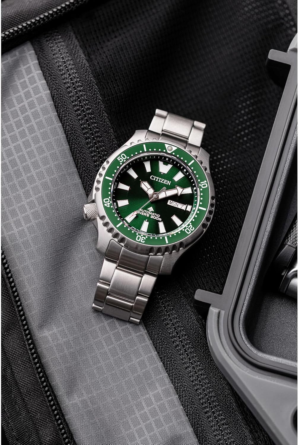 Citizen Men's Automatic Stainless Steel Watch, Silver-Tone Bracelet, Black Dial, 3 Hand Day/Date. (Model: NH7531-50E)