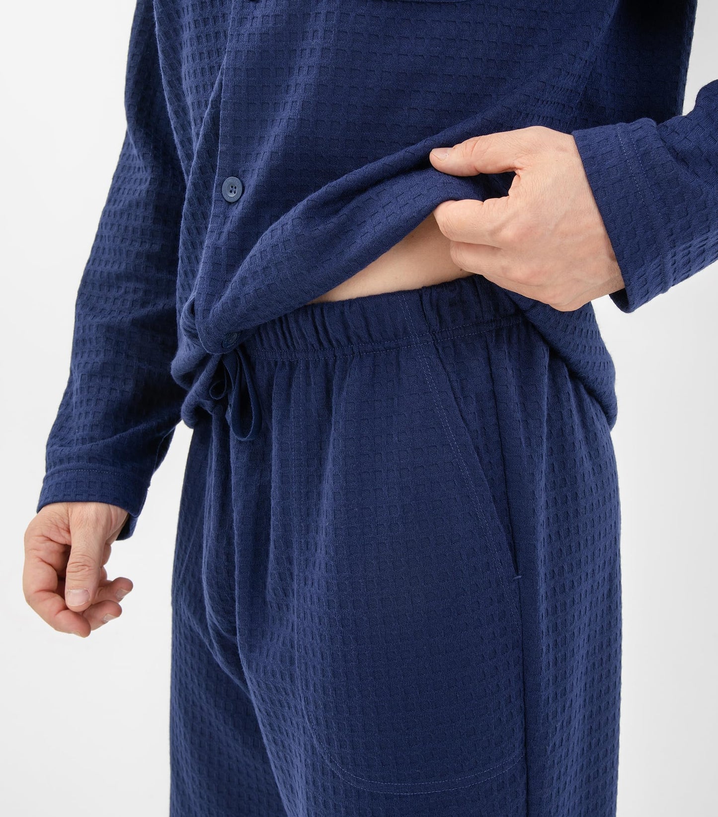 DAVID ARCHY Mens Pajamas Set Soft Cotton Notched Collar Pajamas for Men Long Sleeve Mens Sleepwear with Pockets & Front Fly