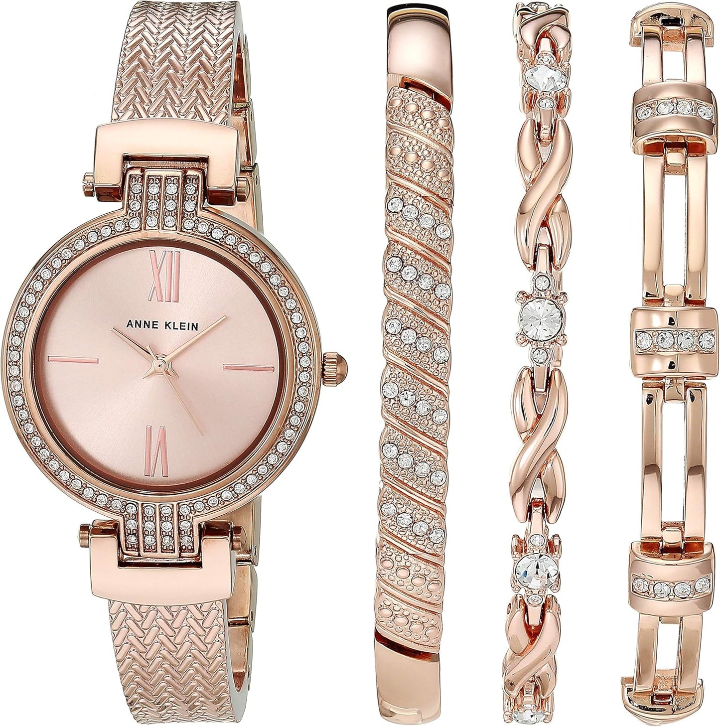 Anne Klein Women's Premium Crystal Accented Watch and Bracelet Set, AK/3584