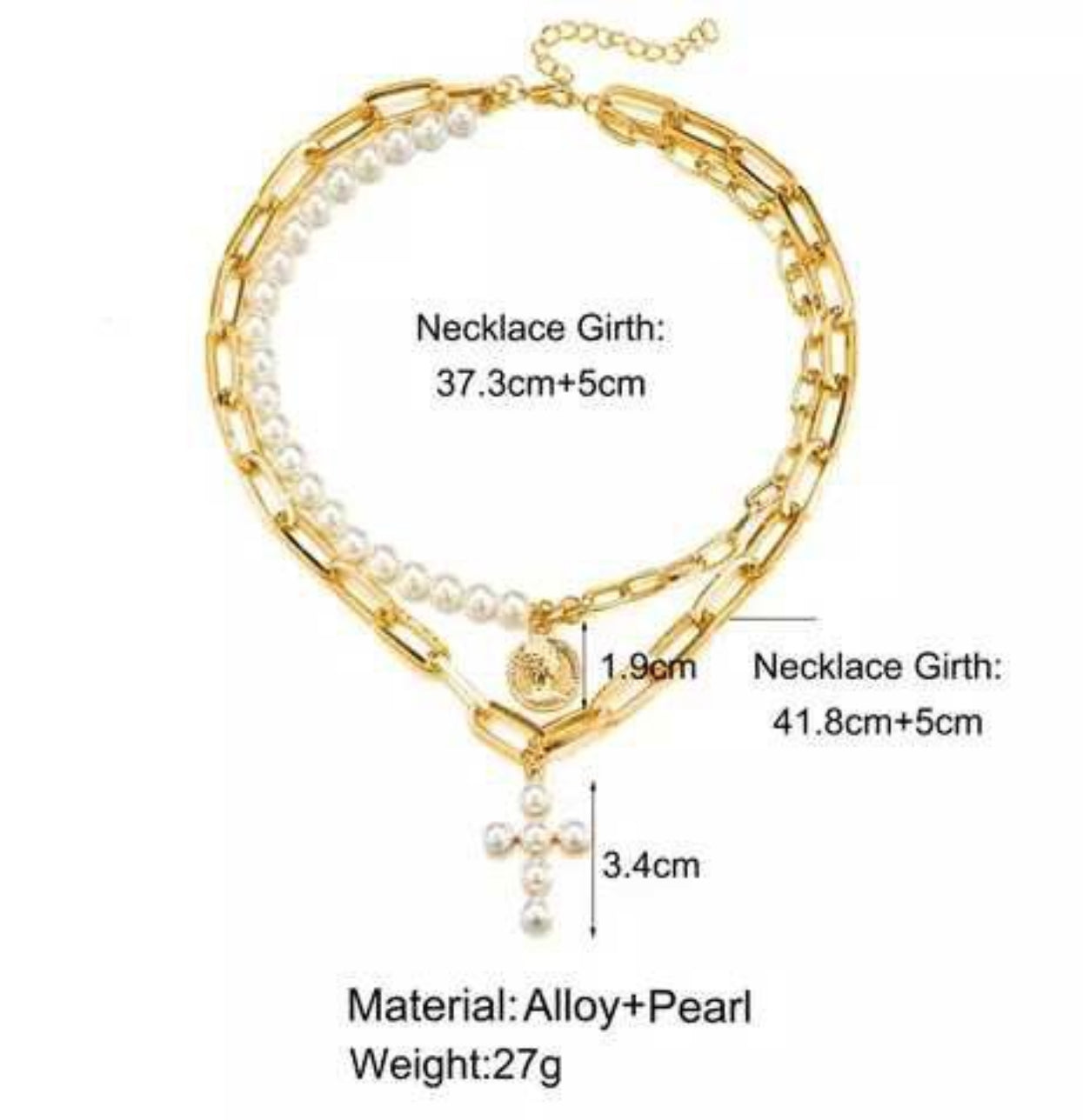 Gold Plated Choker with Pearl Pendants