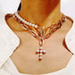 Gold Plated Choker with Pearl Pendants
