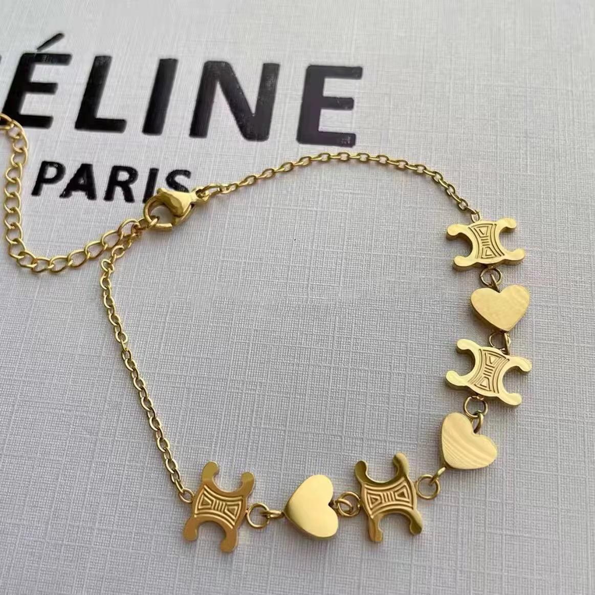 Titanium Steel Win Necklace Stainless Steel Heart Star bracelet Fashion Jewelry set for Women and Girls