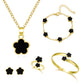 SAVE Fashion Jewelry Set Women's All-Match Set New Lucky Flower Bracelet Five-leaf Clover Necklace Ring Earrings Alloy