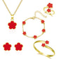 SAVE Fashion Jewelry Set Women's All-Match Set New Lucky Flower Bracelet Five-leaf Clover Necklace Ring Earrings Alloy